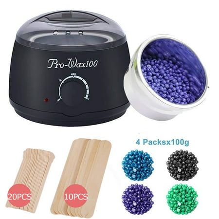 【Gifts for Her】Wax Warmer Brazilian Bikini Waxing Warmer Kit Hair Removal with Temperature Control Waxing Warmer Heater Pot Painless Includes 4-Flavor Wax Beans and 30 Wax Applicator