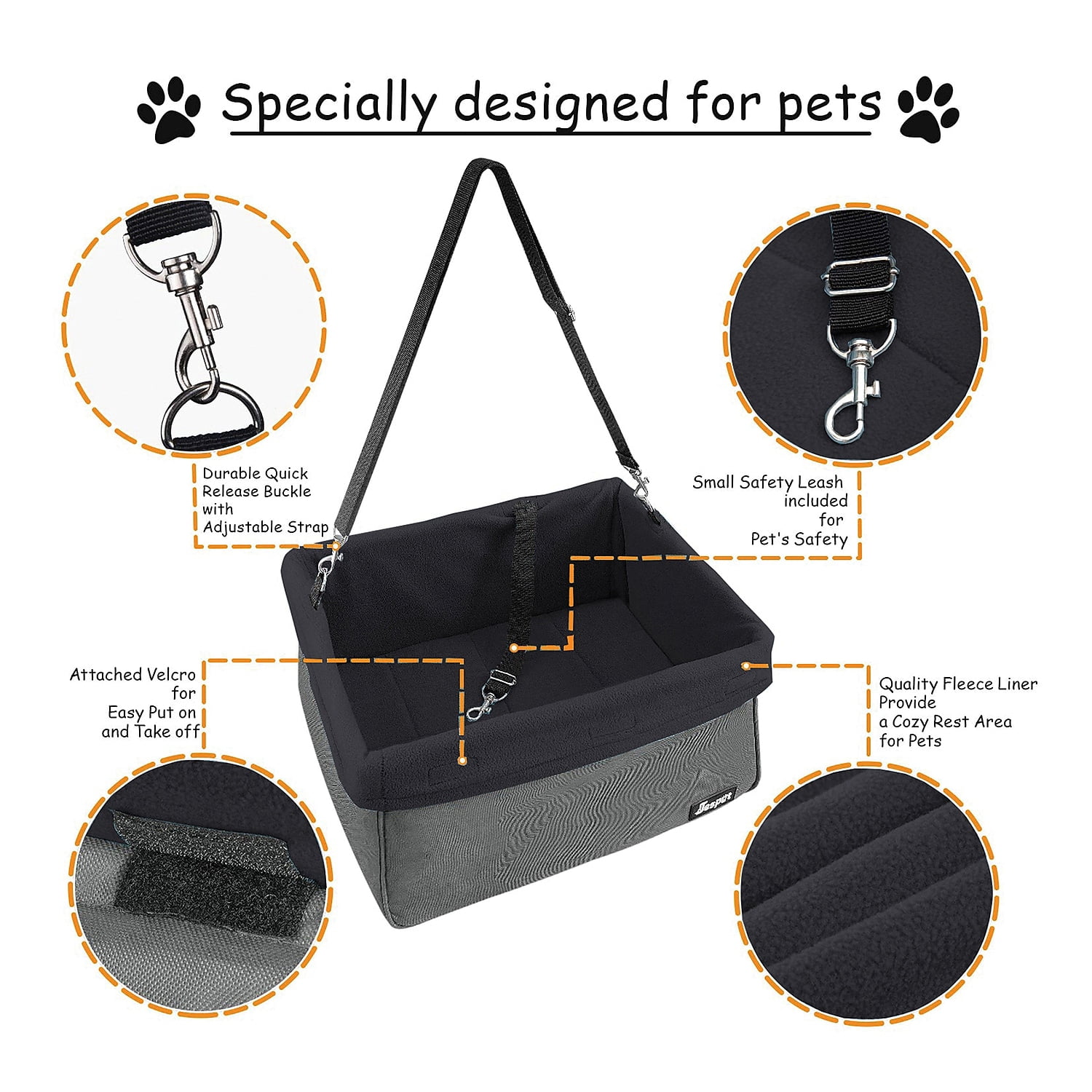 212 Main PCD-42BK 16 in. Booster Dog Car Seat, Black