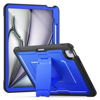 Allytechgroup Case for Apple iPad Air 13 Inch M3 2025 with Pencil Holder/ Support Pencil 2nd & Magnetic Attachment Wireless Charging Kickstand Hard PC   Soft TPU Shockproof Stand Rugged Cover, Blue