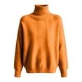 thumbnail image 3 of DLIDG Oversized Turtleneck Sweater for Women Basic Long Sleeve Soft Chunky Knitwear Knit Sweater Thermel Warm Loose Fit Fall Winter Sweater Trendy Slouchy Pullover Jumper Top Orange M, 3 of 4