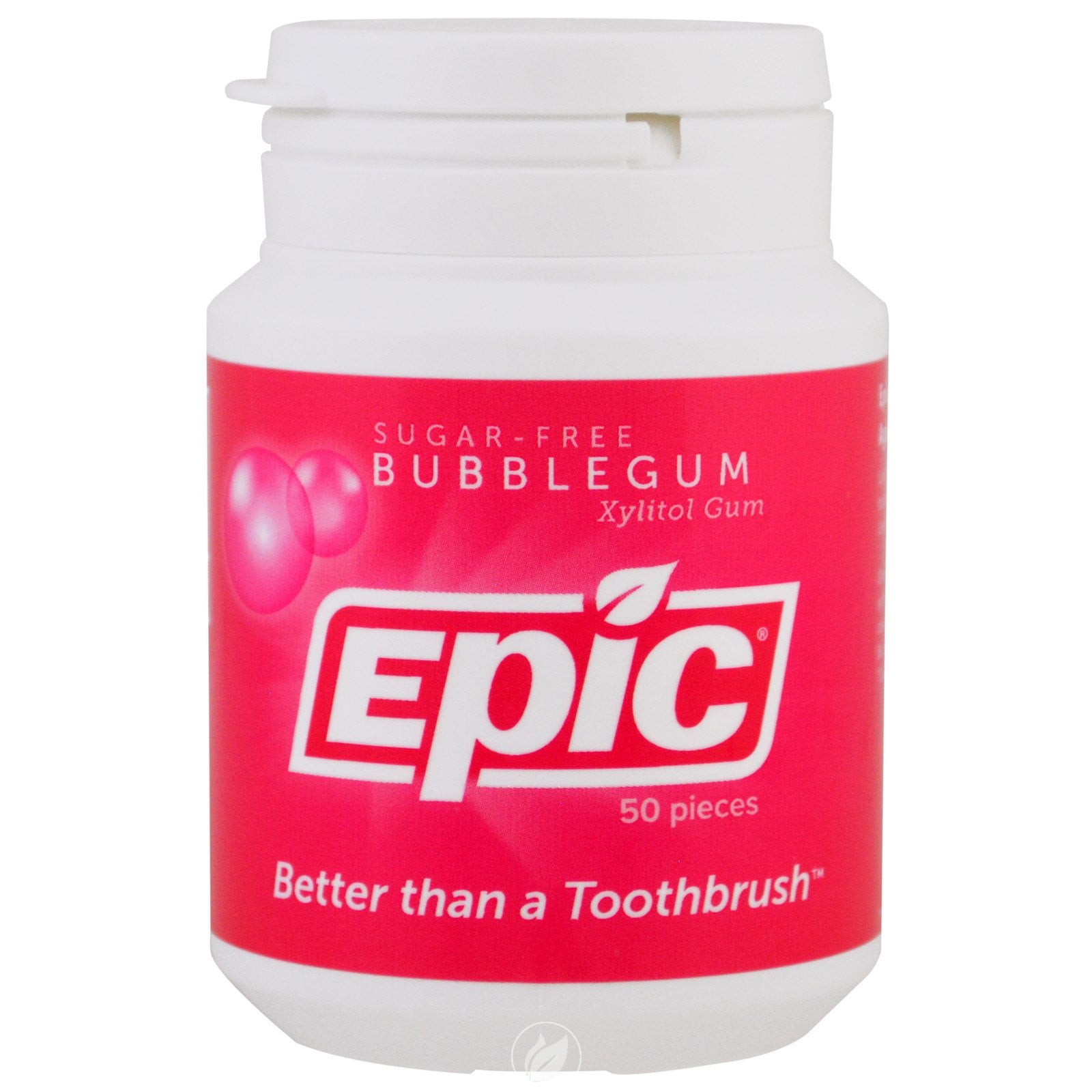 Epic Xylitol Gum Bottle Bubble Gum 50 Ct, Pack of 2