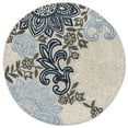 thumbnail image 3 of Oasis Modern Floral Blue and Beige Polypropylene Indoor Outdoor Area Rug, 5'x5' Round, 3 of 8