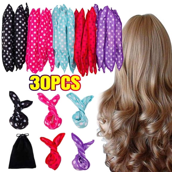 30 Pieces  Foam Hair Curlers, Pillow Cloth Hair Rollers,No Heat Sleeping Soft Sponge Rollers for Long, Short, Thick & Thin Hair Spiral Curls Hair Styling Rollers