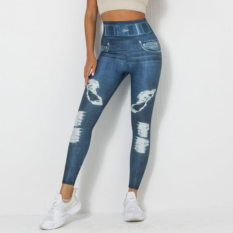 Outfmvch leggings for women Denim Jeans Look Like Leggings Stretchy High  Waist Slim Skinny Jeggings pants for women cargo pants 