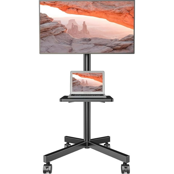 Mobile TV Stand for 23-60 Inch LCD LED Flat/Curved Panel Screen TVs, Rolling TV Cart Holds up to 88Lbs Portable Stand with Shelf Rolling Floor Max VESA 400x400mm