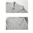 thumbnail image 4 of Daiosportswear Men'S Vintage Cable Knit Polo Relaxed Stretchy Soft Textured Shirt Short Sleeve Casual Summer Tee Gray XXL(XXL), 4 of 7