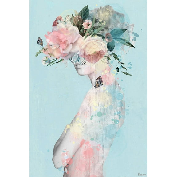 Parvez Taj Flower and Butterflies Canvas Wall Art