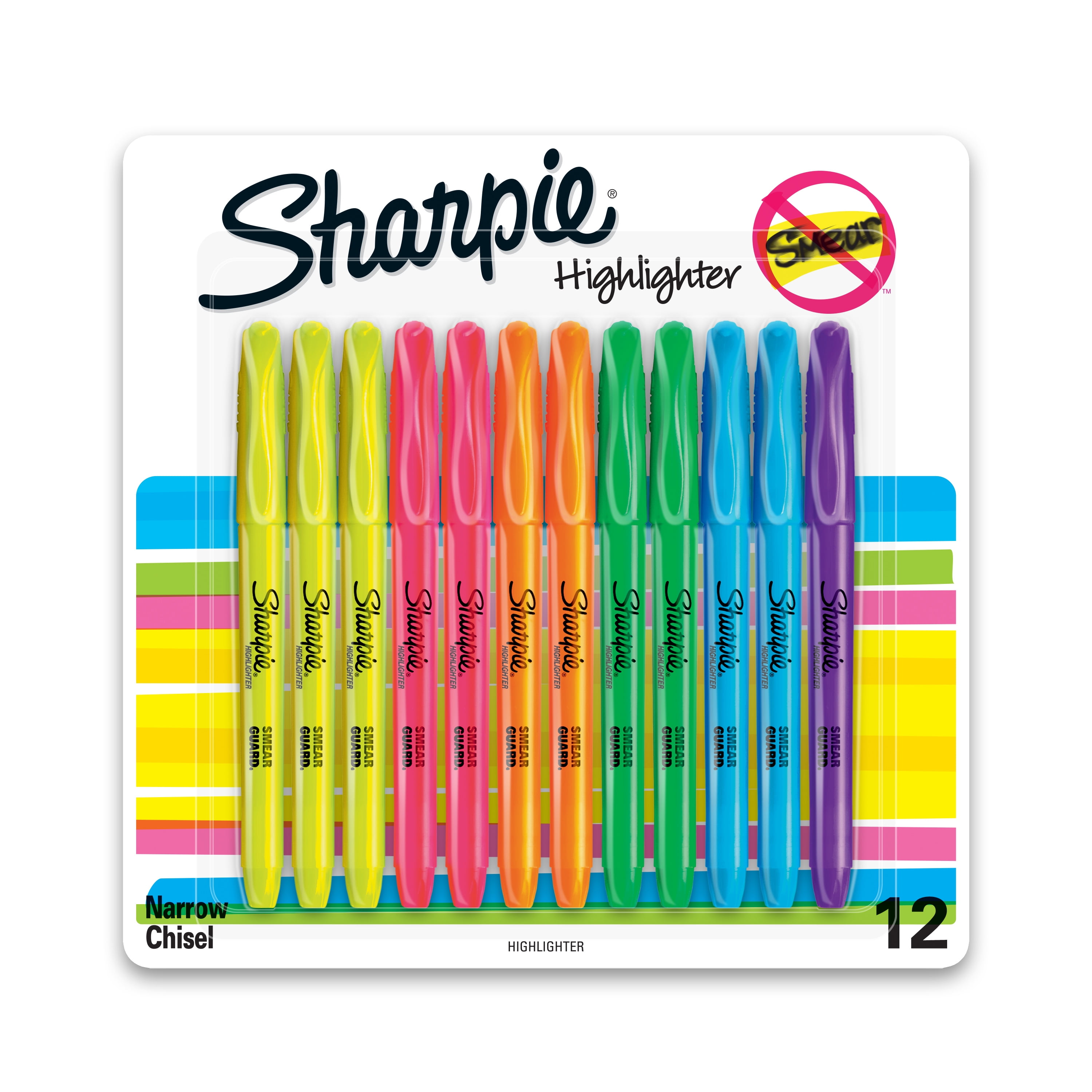 4 Colored Highlighters Sharpie Accent Tank-Style Highlighters 1 Pack 