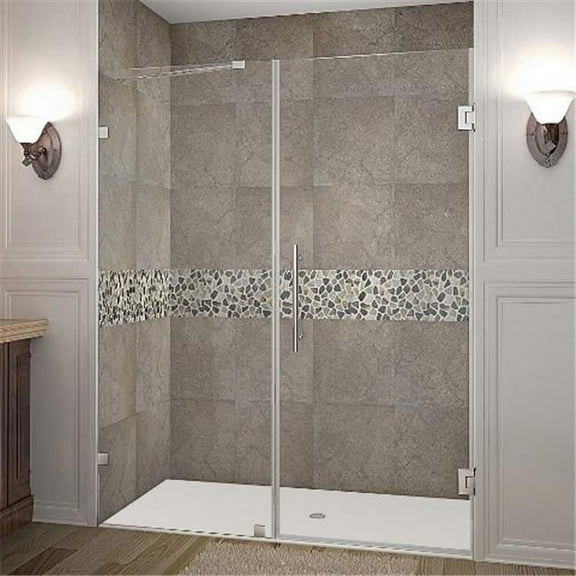 Nautis 60 x 72 in. Completely Frameless Hinged Shower Door in Stainless Steel