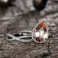 thumbnail image 6 of 2pcs 11x8mm Tear Droped Peach Pear Shape 4.75 Carat Morganite Engagement Ring Diamond Moissanite 10k White Gold Wedding Set, 6 of 7