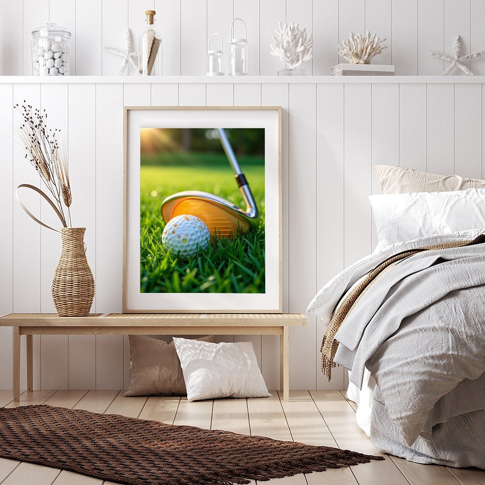 Diamond Art Kit for Adults, Golf Club Ball Sunlit Grass Diamond Painting for Adults Beginners, 5D DIY Diamond Art Painting Kits, Colorful Diamond Painting Craft for Home Decor 12x16