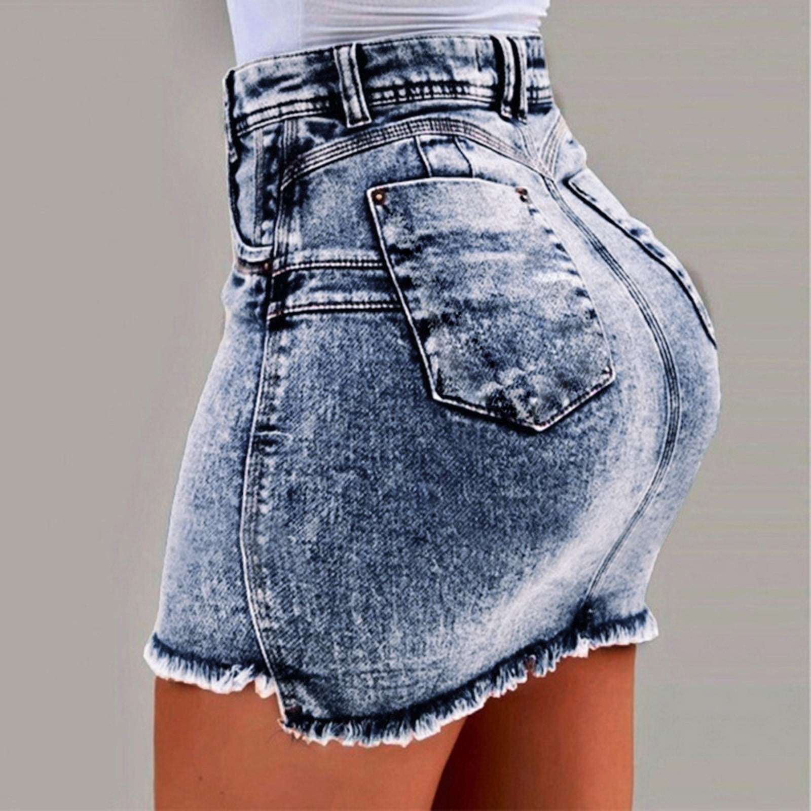 BKQCNKM Denim Skirt Skirts for Women Mini Skirt Wash Female