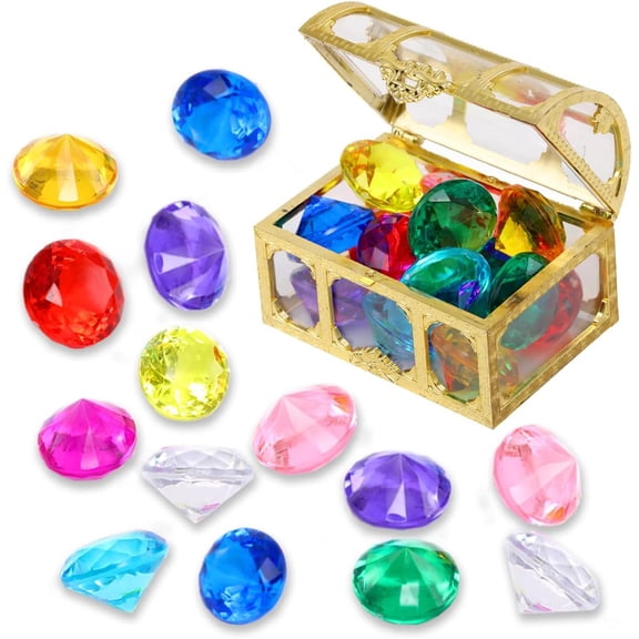 Diving gem Pool Toys Sand Toys,10 Diamond Treasure Chest Summer Swimming gems Pirate Diving Toy Set Underwater Swimming toyChildren's Game Gifts for Boys and Girls