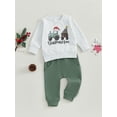 thumbnail image 2 of Suealasg Little Girl Boy Christmas Outfits Set 6M 1T 2T 3T 4T 5T Kids Long Sleeve Excavator Tree Letters Print Sweatshirt Sweatpants 2Pcs Casual Fall Clothes for Toddler Boy Girl, 2 of 7