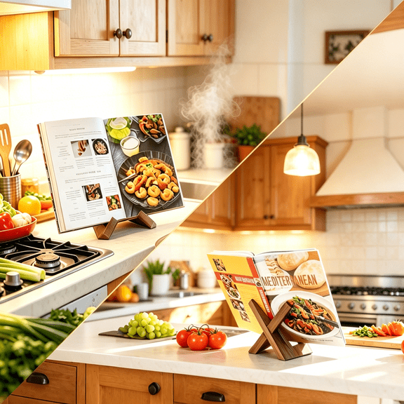 Cookbook Stand Book Stand for Reading Cookbook Holder for Kitchen Recipe Book Holder for Counter Display Stand for Tabletop Multifunctional Display Stand for Tablets, Recipe Books, Photos
