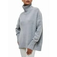 thumbnail image 3 of Women'S High Neck Sweaters Loose Fit Fall Winter Pullover Jumper Tops Silver Grey S, 3 of 9