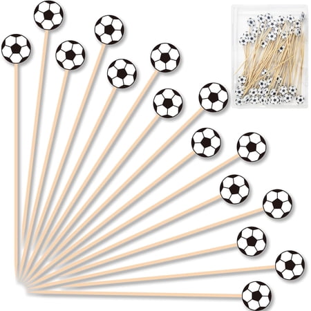 World Game Cup Decorations 2026-48 PCS Soccer Ball Cocktail Picks - Toothpicks Sticks Skewers for Birthday Party Merchandise | Day Favors Supplies Gifts Accessories