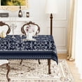 thumbnail image 4 of Mizhona Navy Blue Boho Tablecloth Rectangle Bohemia French Floral Print Table Cover for Kitchen Dinner Decor,60"x84", 4 of 5
