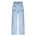 thumbnail image 6 of XEGLSBU Girls Jeans Size 8 Wide Leg Girls Jeans Wide Leg Baggy Denim Pants High Elastic Waisted Cute Bow Trousers Casual Kids Streetwear Light Blue Size 8-9 Years, 6 of 6