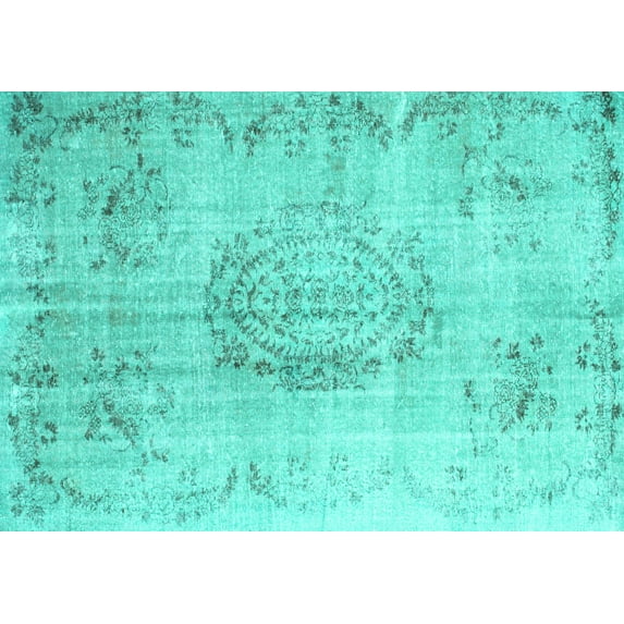 Ahgly Company Indoor Rectangle Abstract Turquoise Blue Contemporary Area Rugs, 5' x 8'