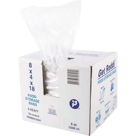 Inteplast Group Pinch & Seal Zipper Food Storage Bags, 8 Quart, 1000 Ct