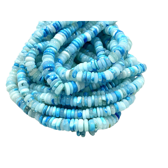 Blue Peruvian Opal Natural Gemstone Heishi Disc Tyre Shape Beads Strands Size 6mm AAA Quality Real Gemstone Beads for Jewelry Making