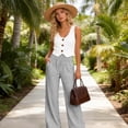 thumbnail image 4 of Abomasnow Women's Lounge Pants Elastic High Waist Wide Leg Striped Pants Casual Soft Workout Comfy Loose Pants with Pockets, 4 of 8