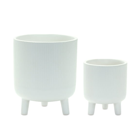 Melrose Solid Footed Mini Planters - 5.5" - White - Set of 2
