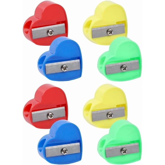 8Pcs 4 Colors Plastic Pencil Sharpeners Heart