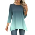 thumbnail image 1 of UNITWRY Hauts à Manches 3/4 pour Femmes Blouses Habillées Tunique Col Rond Chemise Décontractée Imprimée Chandail, 1 of 6