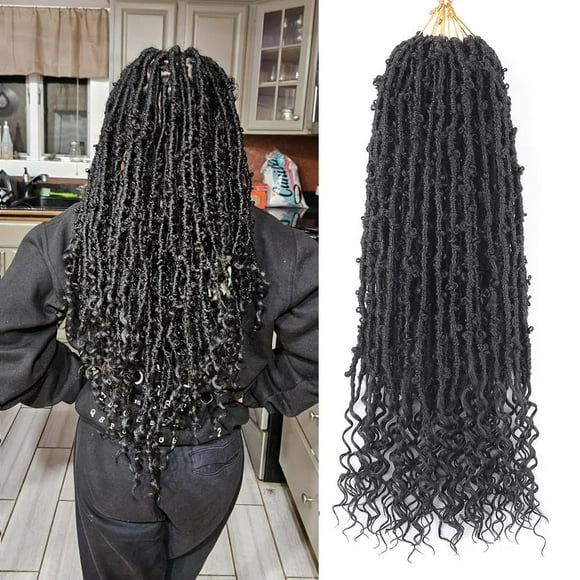 Aipin Locs Papillon Crochet Déesse des Cheveux Locs Bouclés 24 Pouces Papillon Usé Faux Locs Synthétique Papillon Doux Locs Crochet Cheveux pour Femmes Noires Extensions de Cheveux (24 I