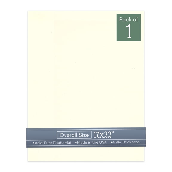 Cream Linen 17x22 Uncut Art Mat Board - No Opening - 1 Mat