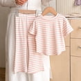 thumbnail image 4 of Riecok Girls Summer Outfits 2 Piece Lounge Sets Short Sleeve Tops and Pant Breathable Casual Matching Clothing Pink 12 Months, 4 of 8