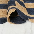 thumbnail image 3 of DecorAvenue Handmade Bohemian Natural Fiber Farmhouse Scalloped Weaving Jute Area Rugs For Indoor Outdoor Living Area Natural / Navy Blue 12' Ft Square, 3 of 6
