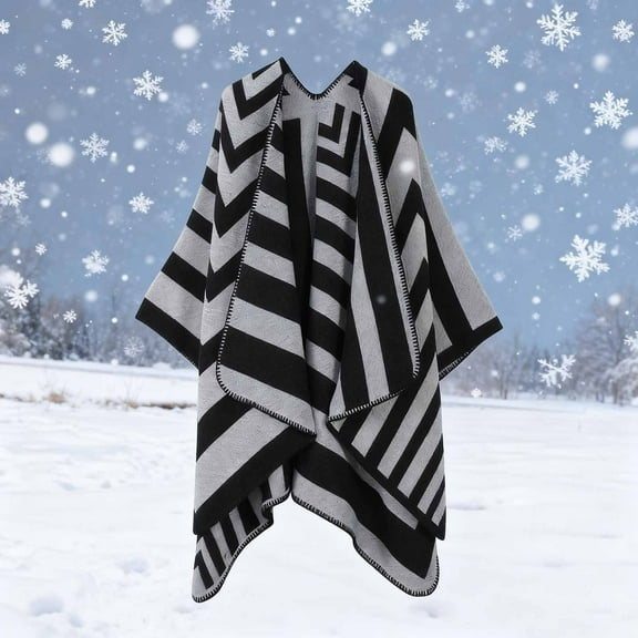 Trendy Split Side Women's Knit Shawl Wrap - Cozy Winter Cardigan, Lightweight Warm Fashion Cover Up