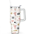thumbnail image 2 of 40oz Tumbler with Handle & Straw, Stainless Steel Insulated Cup, Leak Proof Travel Mug, Keeps Drinks Hot/Cold, Nurse Coffee Cup, Gifts for Women Men, 2 of 7