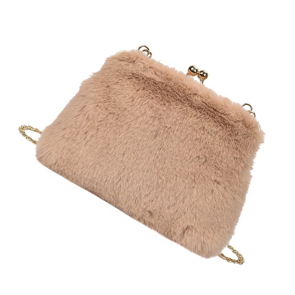 CATIEBYE Women's Plush Crossbody Bag in Khaki, Soft Shoulder Purse for Travel, Shopping, Work and Everyday Use