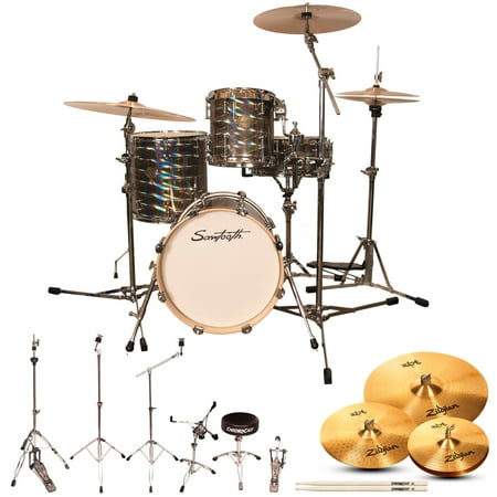 Sawtooth Command Series 4-Piece Drum Set with 16" Bass Drum, Hardware & Zildjian ZBT Cymbals, Mirror ( box 1 of 3)