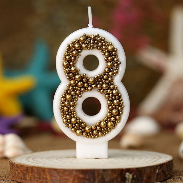 Gold Macaron Pearl Number Birthday Party Candles Children's Cake Decorations