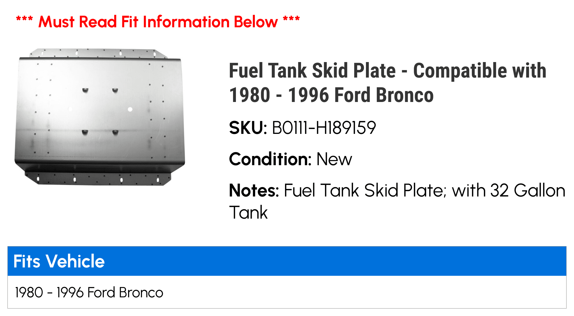 Broaddict Skid Plate Kit Fit for Ford Bronco 4dr 2.3L 2021