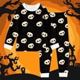 thumbnail image 2 of Shadoumai Halloween Pajamas Shorts for Cowl Neck Cute Graphic Print Long Sleeve Shirts and Longs Nightwear Set Comfortable Loungewear Sets 2 Piece Summer Loungewear Nightwear Outfits, 2 of 3