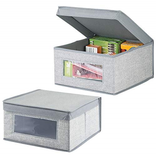 Mdesign Soft Stackable Fabric Closet Storage Organizer Holder Bin With Clear Window Attached Lid For Home Office Den Hallway Entryway Textured Print Medium 2 Pack Gray Walmart Com Walmart Com mdesign soft stackable fabric closet storage organizer holder bin with clear window attached lid for home office den hallway entryway textured