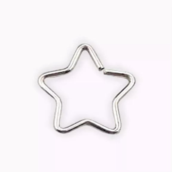 HOOUN 1pc Star Shape Fake Nose Ring Hoop Septum Rings Stainless Steel Nose Piercing-Silver
