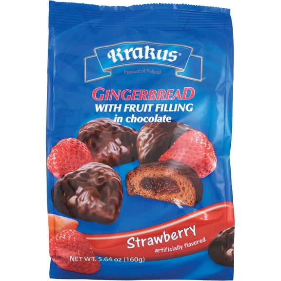 Krakus Gingerbread with Strawberry Filling in Chocolate, 5.6 Oz