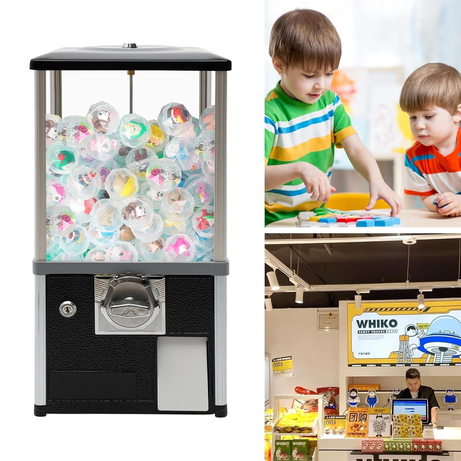 25 Cents Coin Operated Vending Machine, Toy Capsule Vending Machine, Commercial Gumball Machine, 200 Capacity for 1.8"-2" Gashapon, Twister Balls, Capsule Toys, Gumball, Bouncy Balls