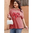 thumbnail image 3 of XCHQRTI Womens Plus Size Love Heart Tshirt Rolled Sleeve Graphic Tee Flowy Casual Blouse Top, 3 of 6
