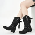 thumbnail image 2 of Ecetana Cowboy Boots for Women Western Booties Comfort Riding Rivet Mid Calf Boots, 2 of 7