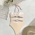 thumbnail image 6 of UTSJKR Women's Floral 3D Rose Halter One-Piece Swimsuit, Sexy Cutout Waist Cheeky Bathing Suit for Beach & Vacation Beige S, 6 of 6