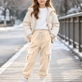 thumbnail image 4 of Guluxicc Kids Boys Girls Cargo Sweatpants Loose Drawstring Joggers Stretchy Running Sports Sweat Pants with Pockets 5-15 Years, 4 of 8