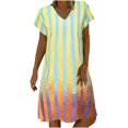 thumbnail image 1 of Vestido largo hasta la rodilla con cuello en V y manga corta con estampado cómodo e informal a la moda para mujer Pompotops  ghjkhdj14292, 1 of 8
